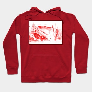 Vintage Cadillac Desert Scene Rubber Stamp Design Hoodie